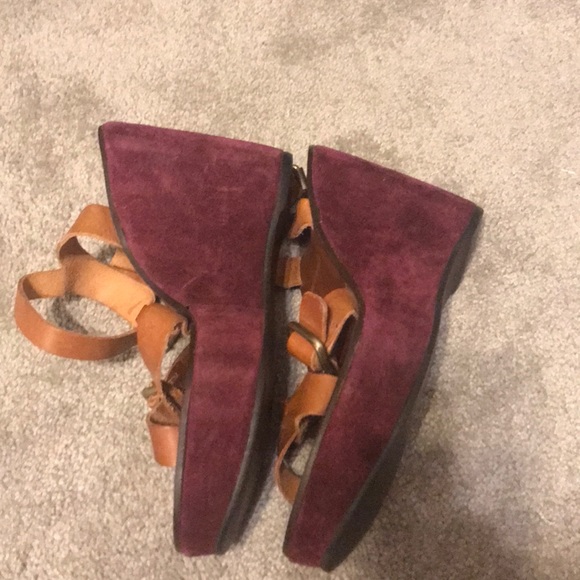 Leather and suede platform sandals.